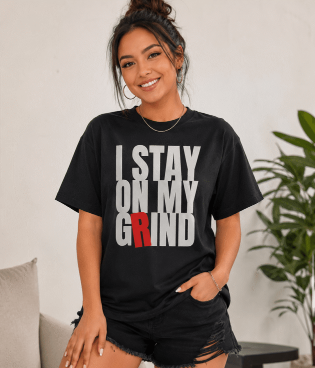 Stay on My Grind Oversized Graphic T-Shirt